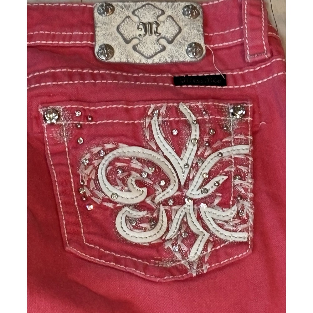 Miss Me Skinny Jeans Melon Pink Womens 32 Embellished Rhinestone Y2K 90s